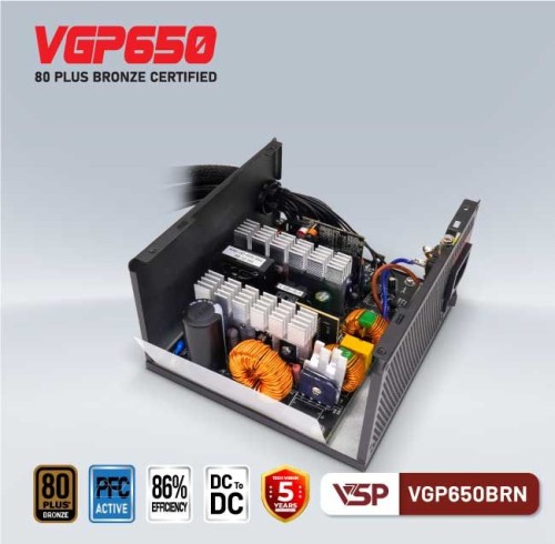 BỘ NGUỒN VSP VGP650BRN - 80 PLUS BRONZE - 650W (Công suất thực)