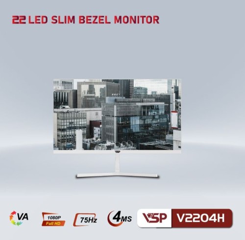 Màn hình phẳng 22 inch LED tràn viền VSP V2204H TRẮNG (Full-HD, VA, 75Hz, 4ms)