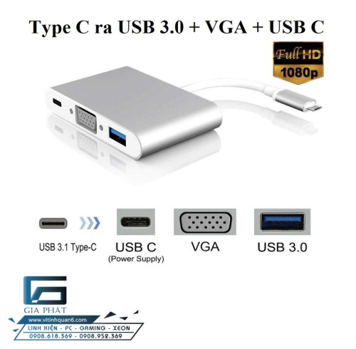 Cáp Type-C ra USB 3.0/VGA/Type-C