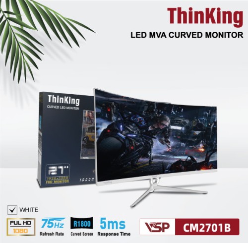 Màn hình cong 27 inch Thinking VSP CM2701W TRẮNG (FullHD, 75Hz, LED)