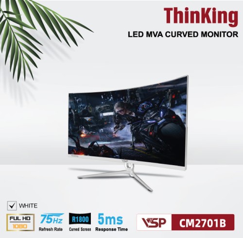 Màn hình cong 27 inch Thinking VSP CM2701W TRẮNG (FullHD, 75Hz, LED)