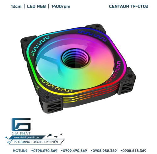 Fan case PC Centaur CT-02 LED RGB Đen (12cm) Sync RGB Hub 6 pin
