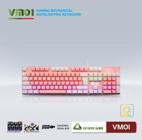 Bàn phím cơ VSP eSport Gaming VM01 (104 PHÍM, ĐEN)
