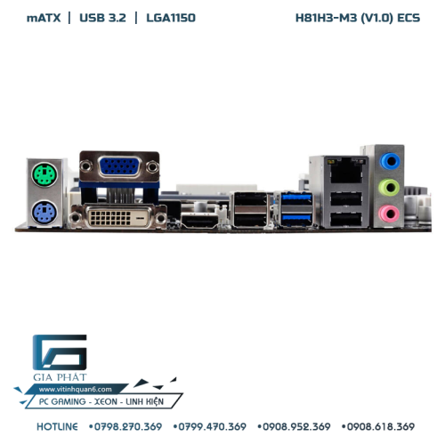 Mainboard ECS H81H3-M3(V1.0) White box (2 Khe RAM, HDMI, VGA, DVI) socket 1150