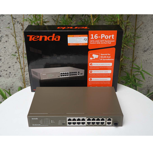Switch mạng Tenda TEF1118P 16 cổng | 150W | 16FE + 2GE | 1SFP với PoE