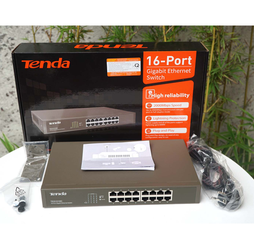 Switch mạng Tenda TEG1016D | V6.0 | 16 cổng | tốc độ 2000Mbps