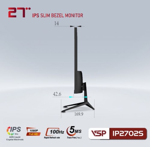 Màn hình 27 inch VSP IP2702S Đen (Full-HD, 100Hz, 5Ms, Fast IPS)