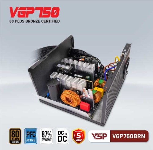 BỘ NGUỒN VSP VGP750BRN - 80 PLUS BRONZE - 750W (Công suất thực)