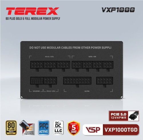 BỘ NGUỒN VSP TEREX VXP1000TGD - 80 PLUS GOLD - 1000W