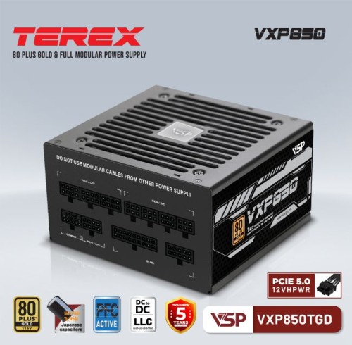 BỘ NGUỒN VSP TEREX VXP850TGD - 80 PLUS GOLD - 850W