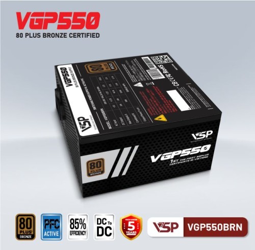 BỘ NGUỒN VSP VGP550BRN - 80 PLUS BRONZE - 550W (Công suất thực)