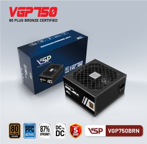 BỘ NGUỒN VSP VGP750BRN - 80 PLUS BRONZE - 750W (Công suất thực)