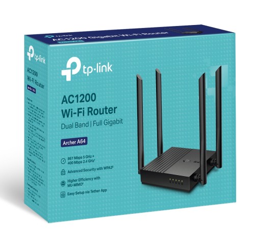 Router Wifi TP-Link Archer A64 chuẩn AC1200 MU-MIMO 2 băng tần