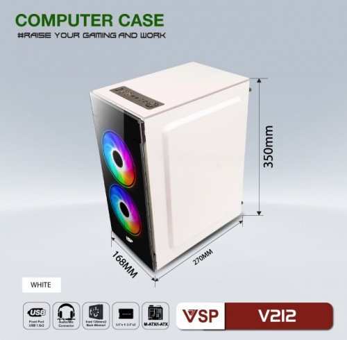 Case văn phòng - gaming VSP V212 (trắng)