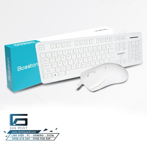 Combo bàn phím chuột văn phòng Bosston D6800 (trắng)