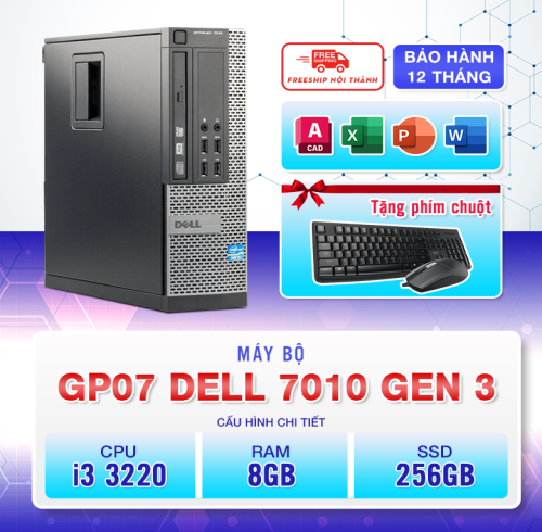 Máy bộ GP07 - DELL Optiplex 7010 SFF - i3 3220 - RAM 8GB - 256GB - Win 10 - Renew Full Box