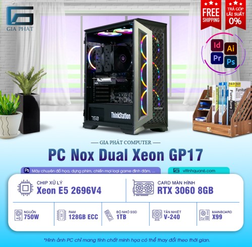 PC - GP17 - XEON - DUAL X99 2 CPU 2696V4 50 NOX - Render 4K - RTX 3060 8GB