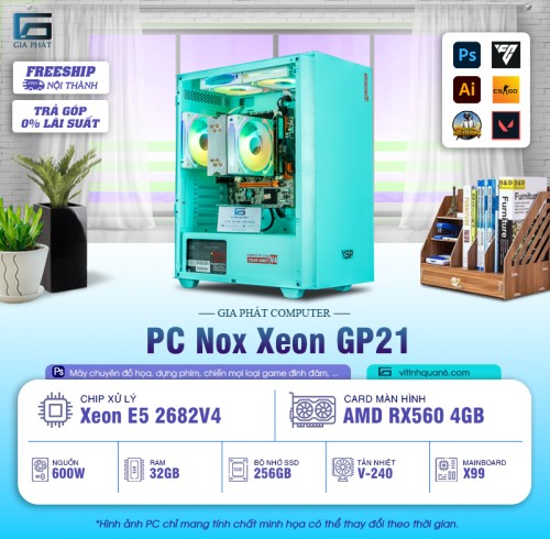 PC - GP21 - XEON Nox X99 1 CPU 2682V4 chuyên treo game, cày Pi node
