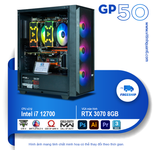 PC GP50 - GAMING RTX 3070 8GB cấu hình khủng i7 12700 - B660 chất chơi