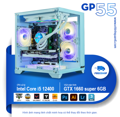 PC GP55 - GAMING  i5 12400F - 1660 Super Tản nước RGB cực chất