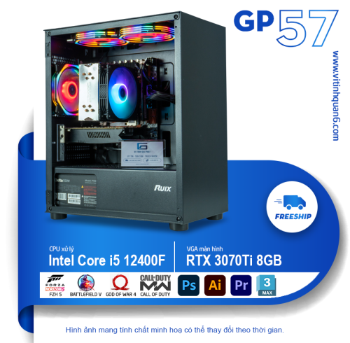 PC GAMING GP57-TECH i5 12400F - 3070ti Tản nước RGB RGB cực chất