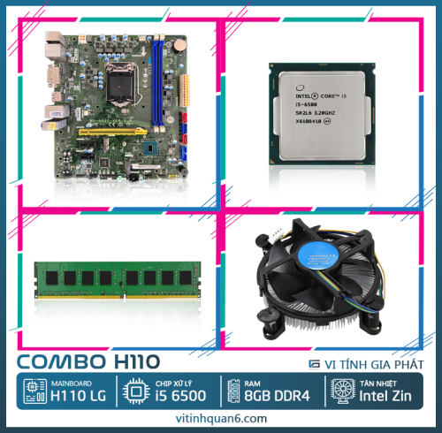Combo linh kiện Mainboard H110 LG - i5 6500 - RAM 8GB DDR4 - FAN zin