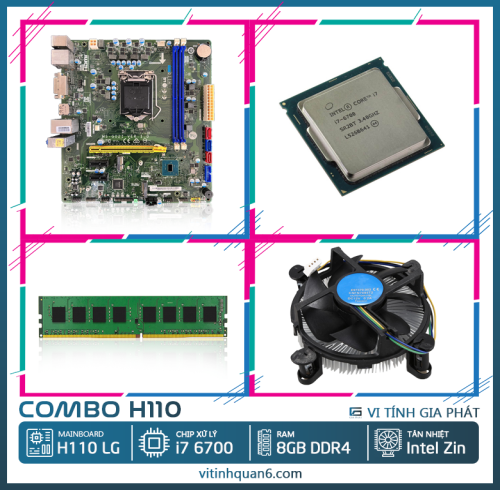 Combo linh kiện Mainboard H110 LG - i7 6700 - RAM 8GB DDR4 - FAN zin