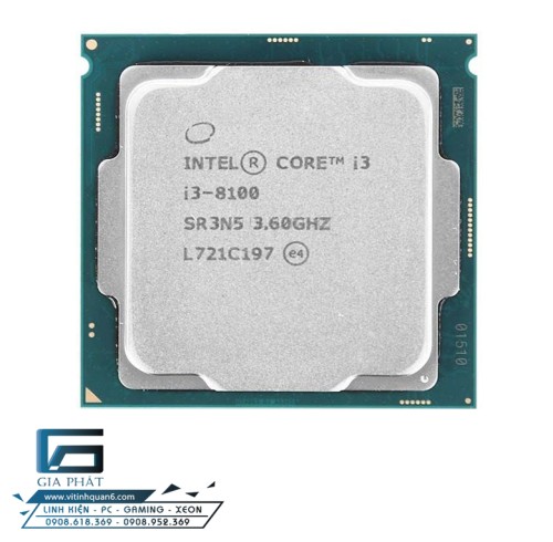 CPU Intel Core i3 8100 (3.60GHz, 6M, 4 Cores 4 Threads) TRAY chưa gồm Fan