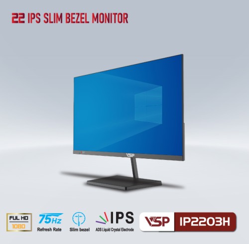 Màn hình 22 inch VSP IP2203H tràn viền Đen (IPS, Full-HD, 75HZ)