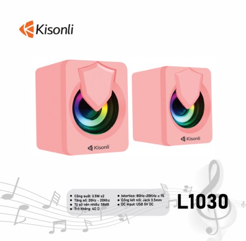 Loa máy tính Kisonli 2.1 L-1030 LED trắng/hồng/đen