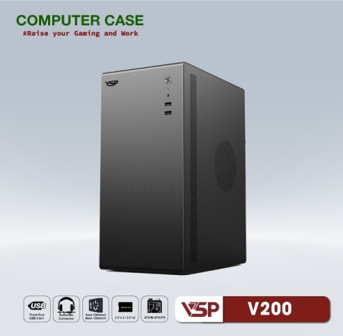 Vỏ case VSP V200 văn phòng (Micro ATX / ITX)