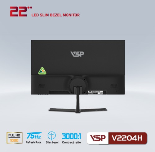 Màn hình VSP 22 inch V2204H ĐEN (Full-HD, VA, 75Hz) - Hàng chính hãng