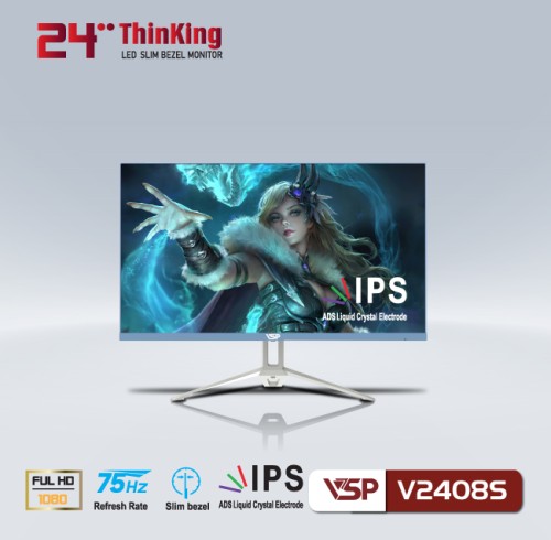 Màn hình 24 inch VSP V2408S tràn viền Xanh (Full-HD, IPS, 75HZ)