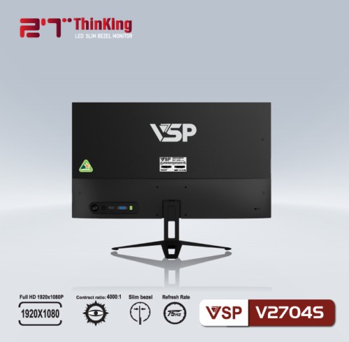 Màn hình 27 inch LED tràn viền VSP V2704S (Full-HD, 75Hz, loa tích hợp, VA)