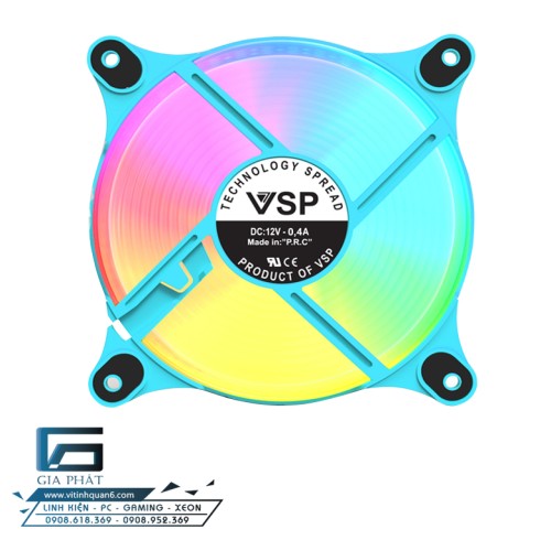 Fan case VSPTECH LED RGB V400B Xanh