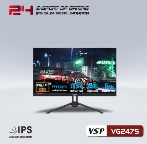 Màn hình gaming VSP 24 inch VG247S tràn viền (FHD, IPS, 165Hz, 5Ms)