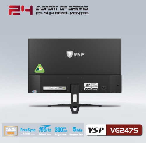 Màn hình gaming VSP 24 inch VG247S tràn viền (FHD, IPS, 165Hz, 5Ms)