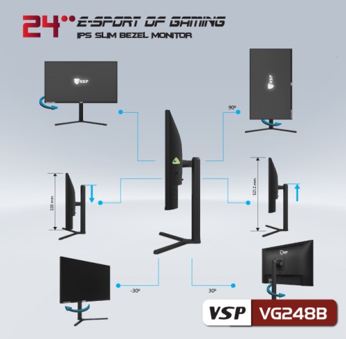 Màn hình LCD 24 inch VSP VG248B Gaming (Phẳng, IPS, 165Hz)