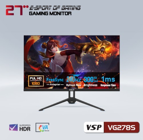 Màn hình gaming VSP 27 inch VG278S tràn viền (240Hz, Full-HD, VA)