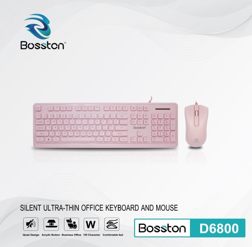 Combo bàn phím chuột văn phòng Bosston D6800 (hồng)