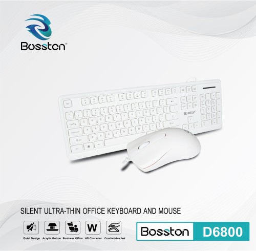 Combo bàn phím chuột văn phòng Bosston D6800 (trắng)