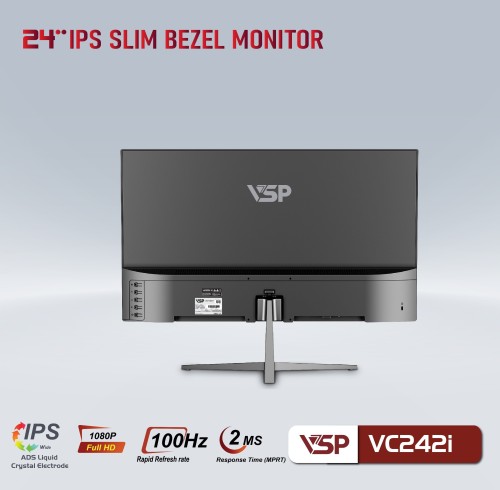 Màn hình 24 inch VSP VC242i phẳng tràn viền Đen (FHD, IPS, 100Hz, 2Ms)
