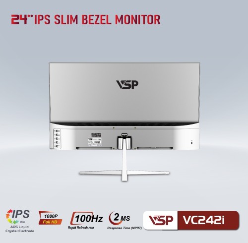 Màn hình 24 inch VSP VC242i phẳng tràn viền Trắng (FHD, IPS, 100Hz, 2Ms)
